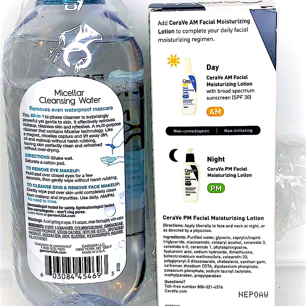 NEW-BUNDLE-Waterproof Removing Micellar Cleanser & CeraVe PM Moisturizer-SEALED! - Picture 4 of 8
